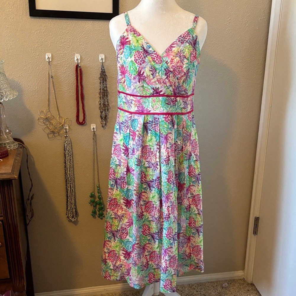 Clear out!!! Floral Sleeveless Dress Pink and Green Pattern Size 6